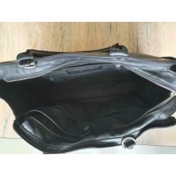 Leren Cowboysbag laptoptas zwart
