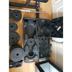 Grote hoeveelheid gewichten 94kilo, fitness, bench, barbell