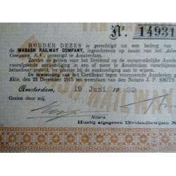 Aandeel van Wabash Railway Company uit 1933