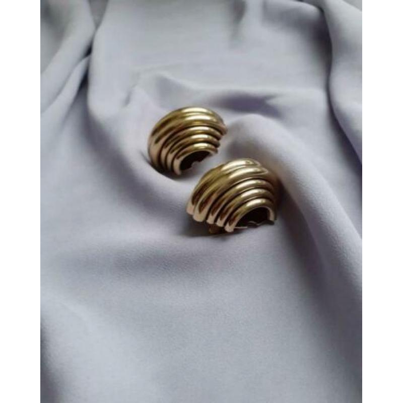Vintage 1970 70s gouden klip oorbellen groot statement