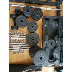 Grote hoeveelheid gewichten 94kilo, fitness, bench, barbell