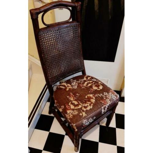 Vintage jaren 70 stevige eetkamer stoelen rotan bamboe riet