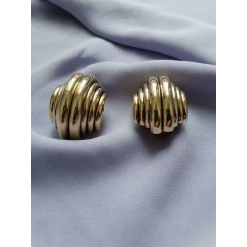 Vintage 1970 70s gouden klip oorbellen groot statement