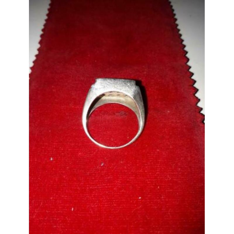 zilveren zegel ring amethist steentjes