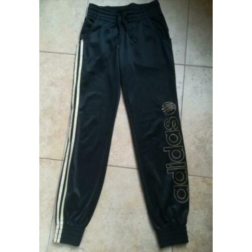Adidas Dames trainingsbroek, maat 2xs /gouden glitter streep