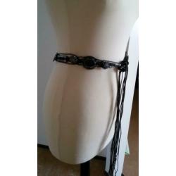 Leer Ceintuur Bindceintuur Riem Sierstenen Bedels 170 x 3,5