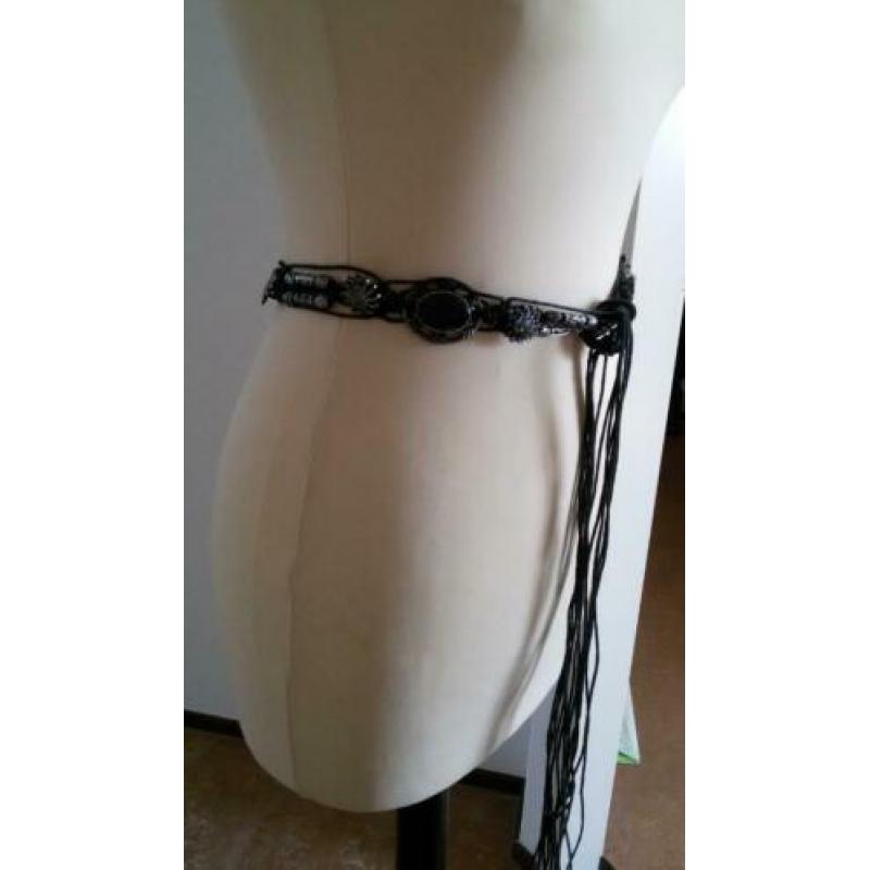 Leer Ceintuur Bindceintuur Riem Sierstenen Bedels 170 x 3,5