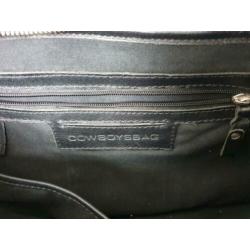 Leren Cowboysbag laptoptas zwart
