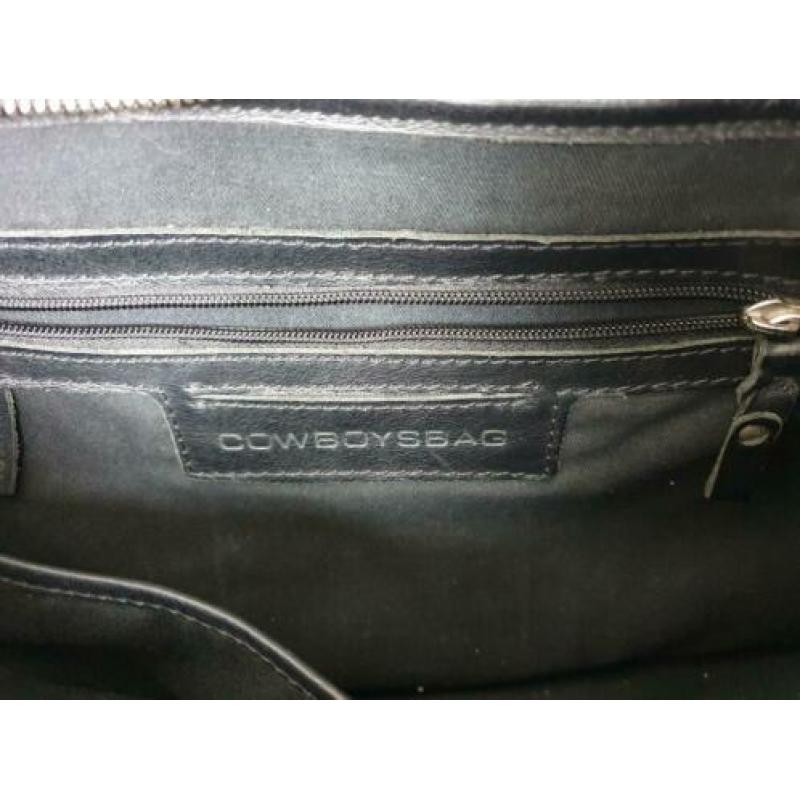 Leren Cowboysbag laptoptas zwart