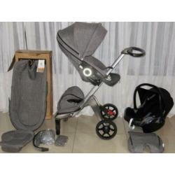Stokke V5 Black melange kinderwagen met Autostoel NIEUWSTAAT