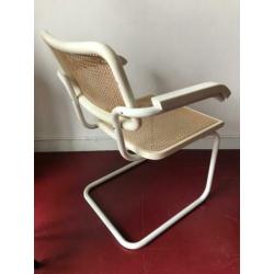 2x Vintage design Breuer Thonet stijl Cesca stoel rotan wit