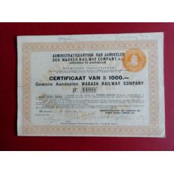 Aandeel van Wabash Railway Company uit 1933