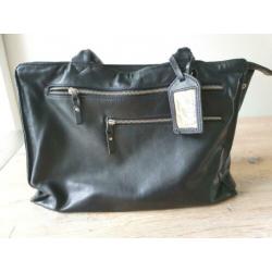 Leren Cowboysbag laptoptas zwart