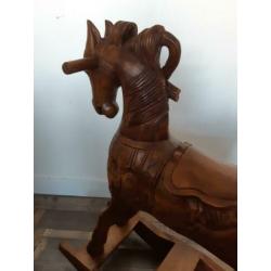 hobbelpaard nieuw 93 cm hoog massief hout eyecatcher gaaf