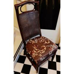 Vintage jaren 70 stevige eetkamer stoelen rotan bamboe riet