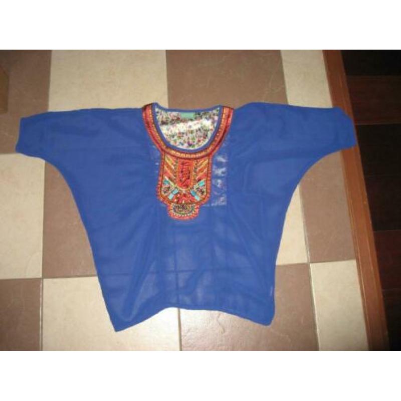 mooie blauwe doorschijnende tuniek/top van Lola's, mt M