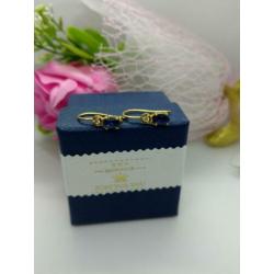 14k GOUD Oorbellen met blauw saffier and zirconia.