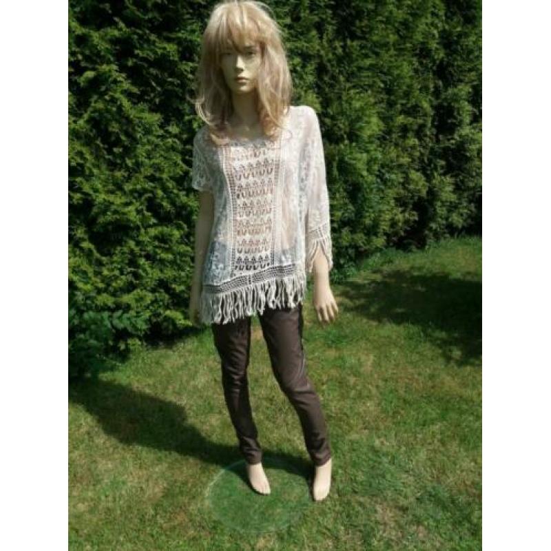 Nieuwe SUPERTRASH leatherlook broek taupe maten 30 en 31