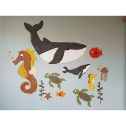 Zeepaardje Muursticker behang babykamer oceaan zeedieren