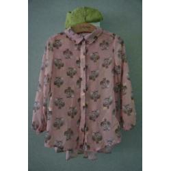 NIEUW H&M Blousje Blouse Konijn Konijnen Roze Tuniek, Mt 110