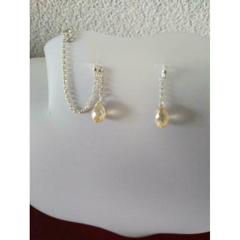 oorbellen Champagne Sterling zilver 925 met ear cuff