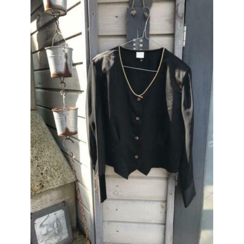 Vintage blazer met gouden randje (S)