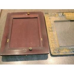 Antiek messing met hout fotolijstje