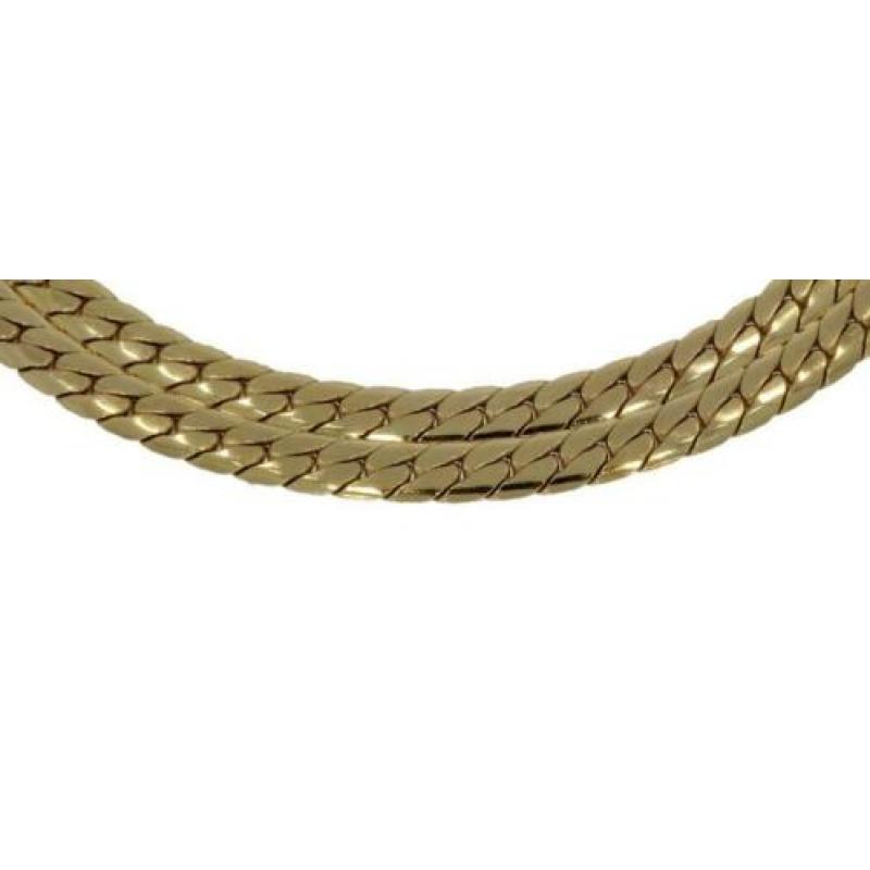 14 karaats gouden platte gourmet dames ketting nieuwstaat!