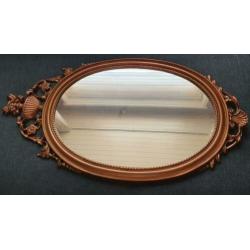 Bronskleurige brocante barok ovale spiegel
