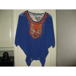 mooie blauwe doorschijnende tuniek/top van Lola's, mt M