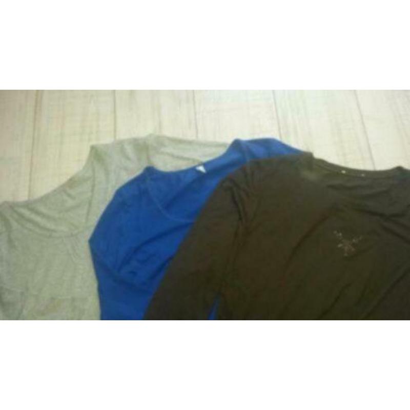 Pakket longsleeves t-shirts 6 stuks maat L 42 44