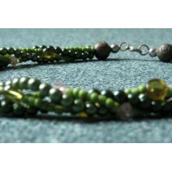 Groene kralen ketting 5 verschillende kleuren