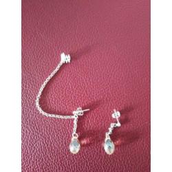 oorbellen Champagne Sterling zilver 925 met ear cuff