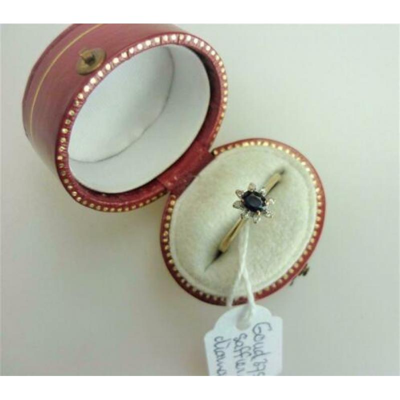 Ring goud met saffier & diamanten / Z6189