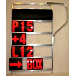 Pitboard GPXL 5 rijen met beugel, cijfers en letters