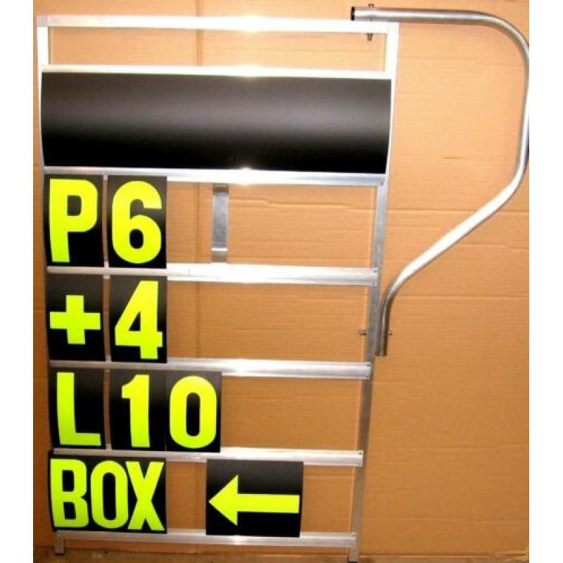 Pitboard GPXL 5 rijen met beugel, cijfers en letters