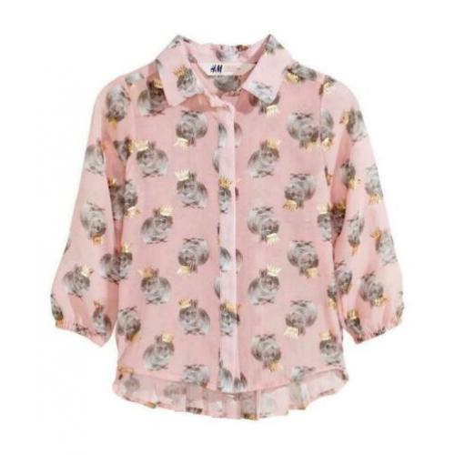 NIEUW H&M Blousje Blouse Konijn Konijnen Roze Tuniek, Mt 110