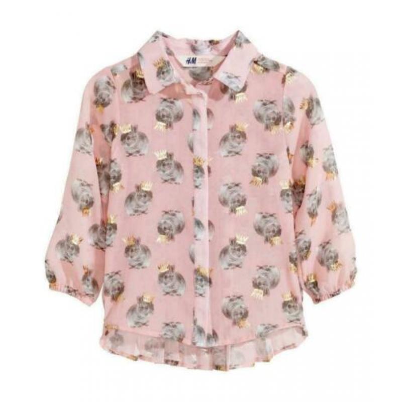 NIEUW H&M Blousje Blouse Konijn Konijnen Roze Tuniek, Mt 110