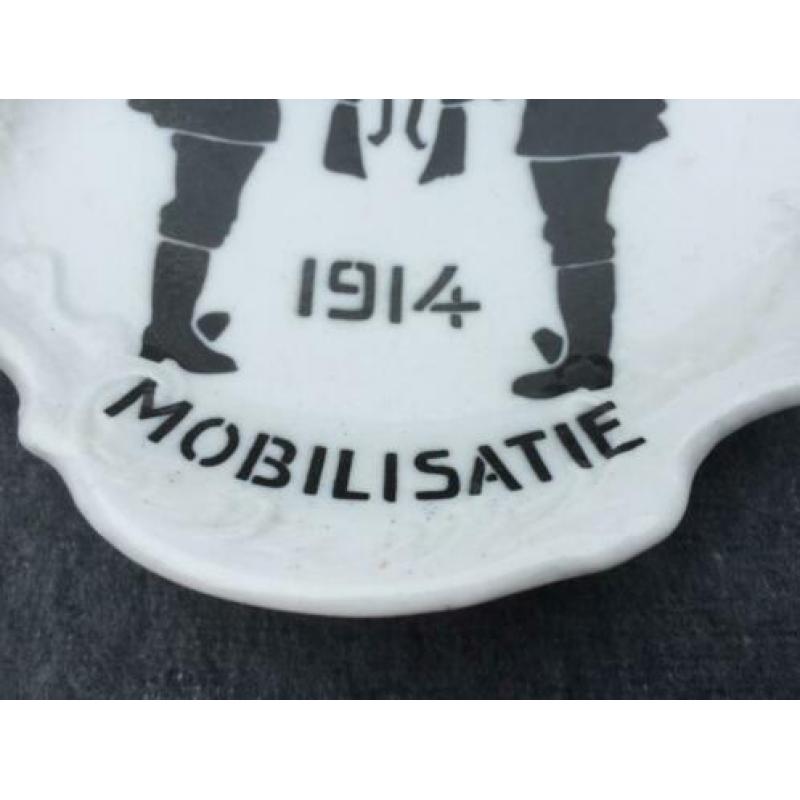 Mobilisatie - souvenir 1914 asbak (1) Zwart-Wit