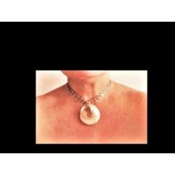 Zilveren Collier Bijzonder 6 cm Hanger - Witte Parlemoer!