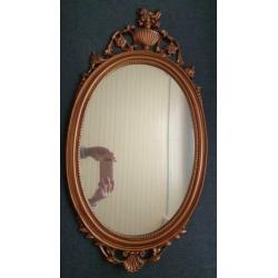 Bronskleurige brocante barok ovale spiegel