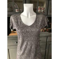 Top maat XS van Ann Christine - paillettes zilver kleur