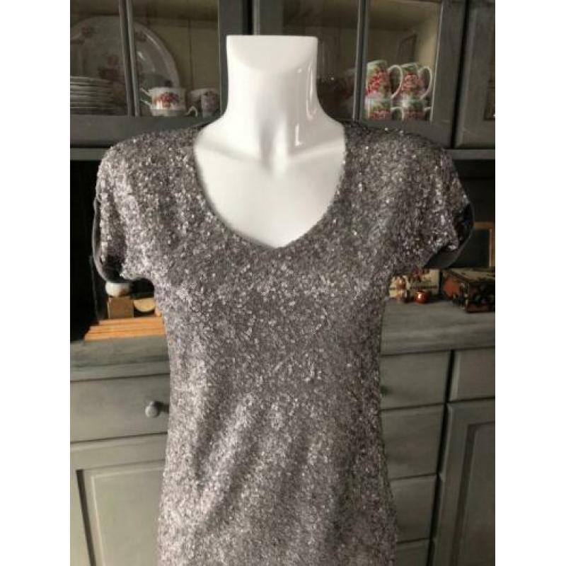 Top maat XS van Ann Christine - paillettes zilver kleur