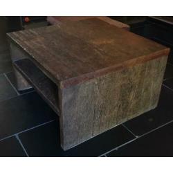 2 STOERE ROBUUSTE SALONTAFELS MET LEGPLANK 1prijs
