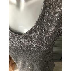 Top maat XS van Ann Christine - paillettes zilver kleur