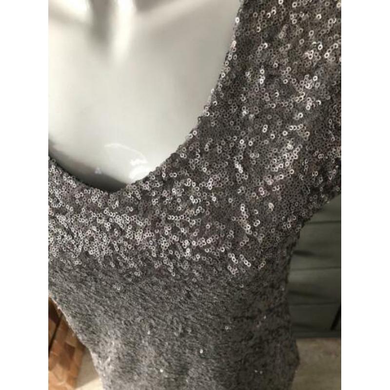 Top maat XS van Ann Christine - paillettes zilver kleur
