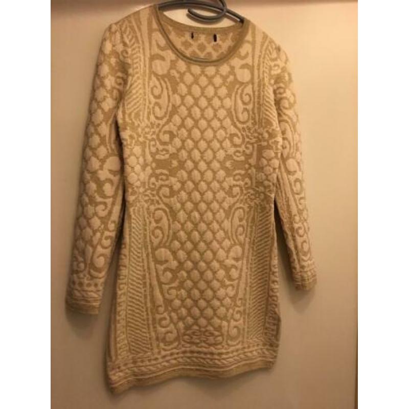 zara warme lange maxi trui tuniek jurk beige goud s 36 zgan