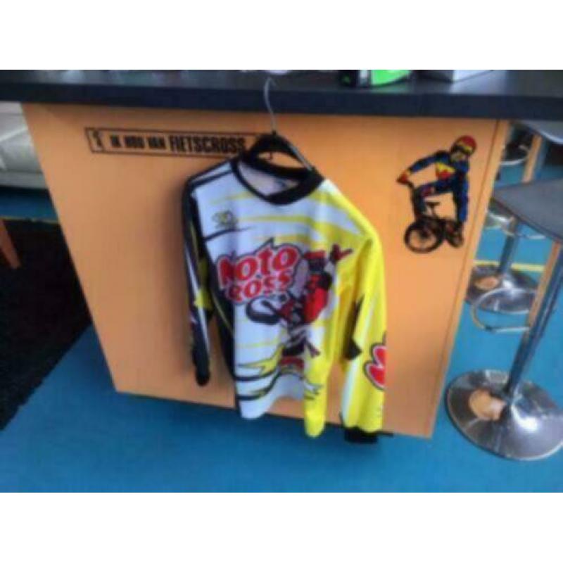 JOPA BMX, Cross Shirt, Wit/Geel, Maat 6, MX, DH, Quad, Nieuw