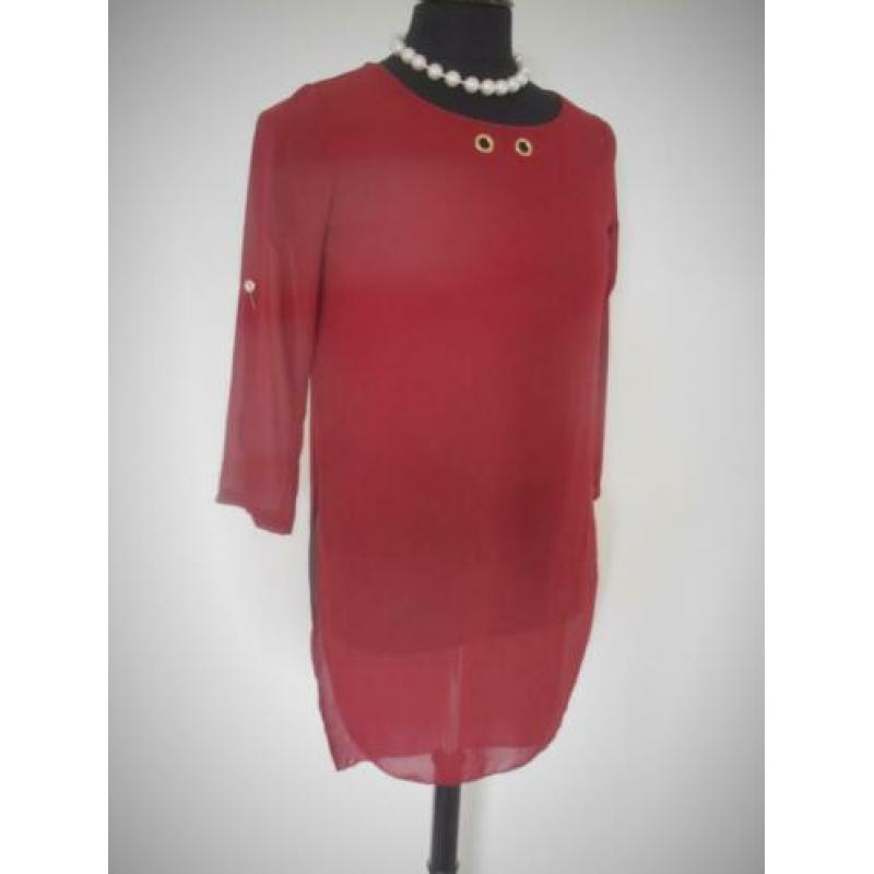 Made in Italy - prachtig donkerrode gevoerde tuniek mt 40
