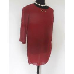 Made in Italy - prachtig donkerrode gevoerde tuniek mt 40